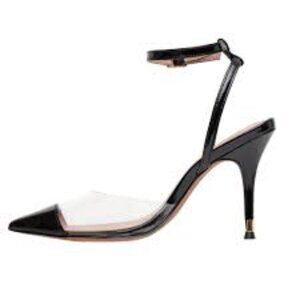 Linea Paolo Yuki Pointed Toe Pump 10M, CLEAR/ BLACK